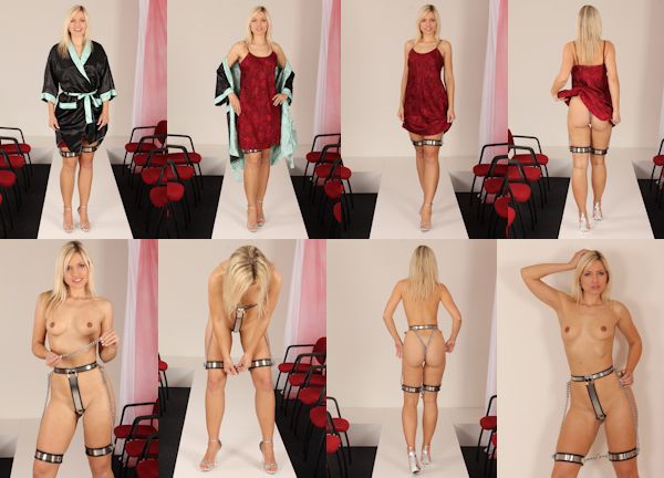 Jenni C – thigh bands on the catwalk