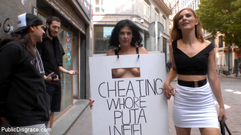 Cheating Wife’s Big Hot Ass Shamed Fully Naked In Public Display