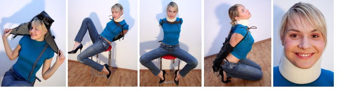 Lilya in armbinder and neck brace (plus video)