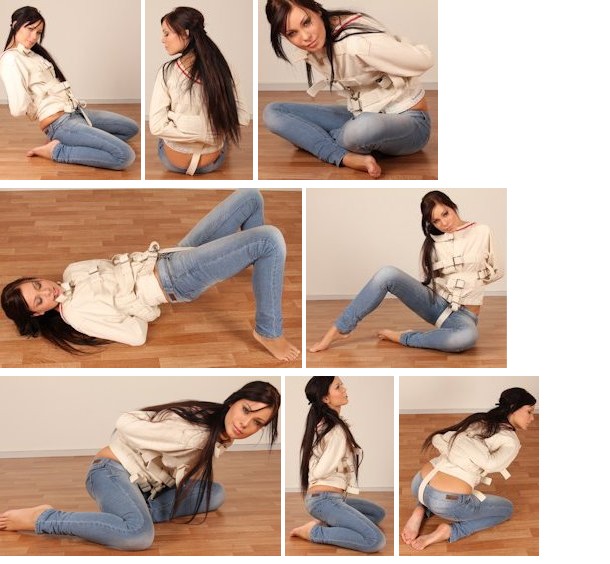 Alyssia in a reverse straitjacket struggle (plus video)
