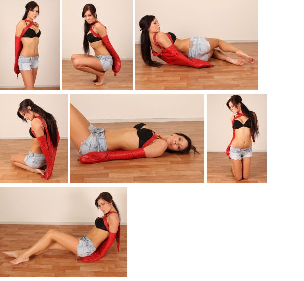 Alyssia struggling hard in red leather armbinder (plus video)