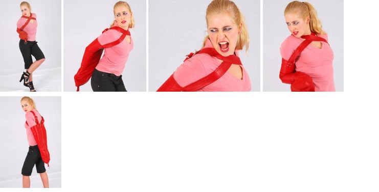 Anna in leather armbinder (plus escape video)