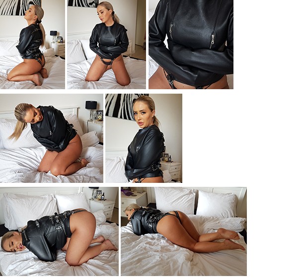 Aubrey – leather straitjacket at home