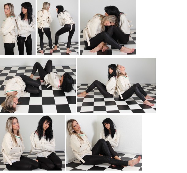 Black legging sisters in Posey straitjackets (plus video)