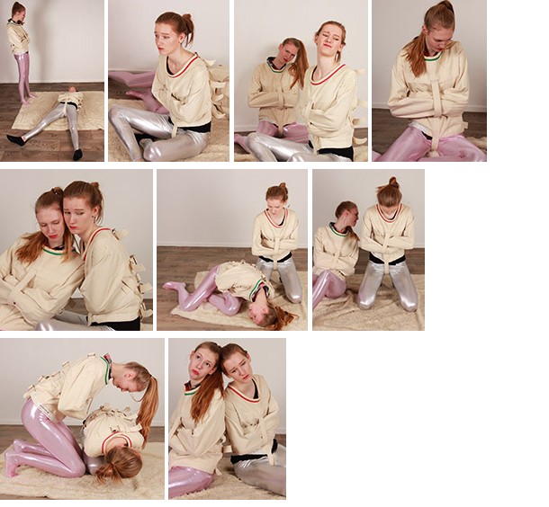 Cassie and Kitty – tall teens in straitjackets (plus video)