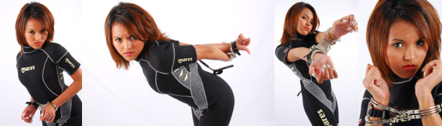 Diver girl Mocca hates handcuffs