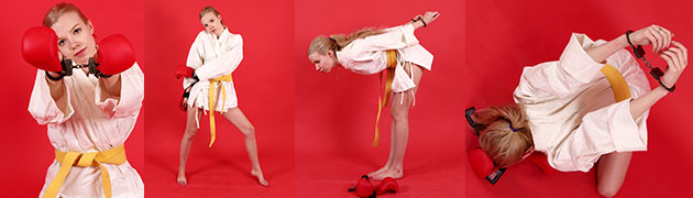 Young martial arts talent in cuffs
