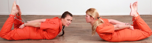 Izzy Delphine and Sam Lee – hogcuffed inmates