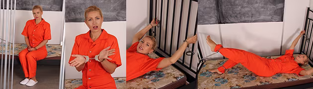Jenni C spread eagled in prison