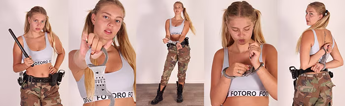 Army girl Denise – handcuff skills