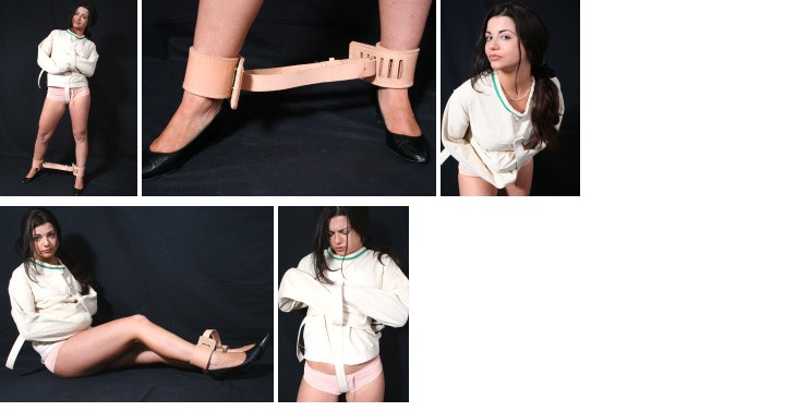 Elli in Posey straightjacket and Humane ankle restraints