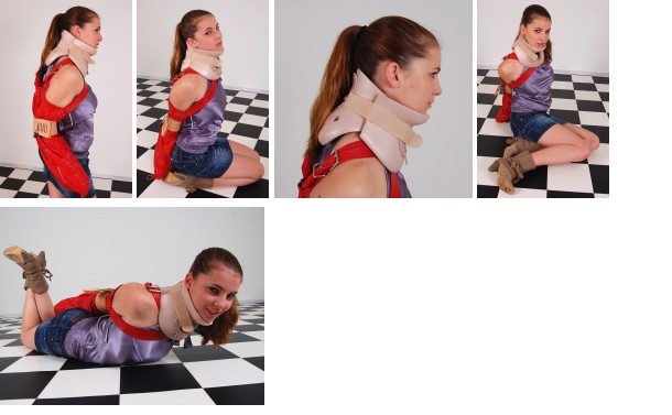 Kelsey in neck brace and armbinder (plus video)