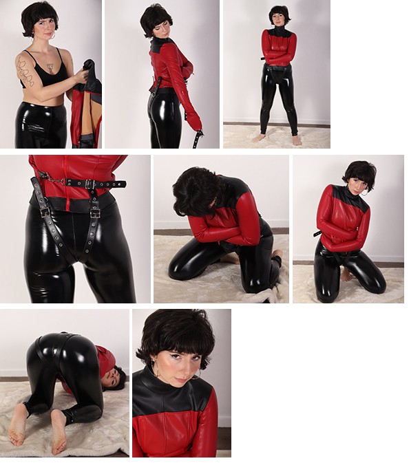 Kiki wanted to try this straitjacket