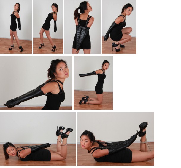 Meiying in armbinder and leg irons (plus video)