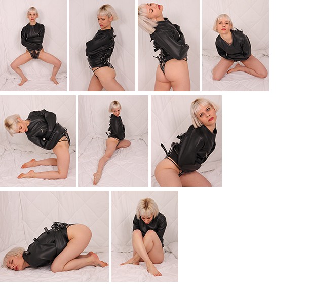 Nina Grace – black leather straitjacket