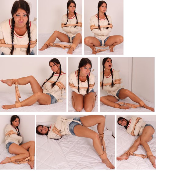 Poor Melissa in a tight straitjacket and Humane restraints (plus video)