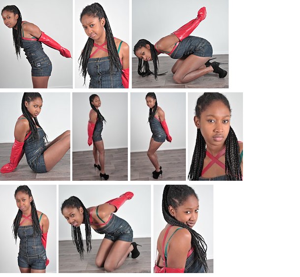 Red armbinder and black heels (plus video)