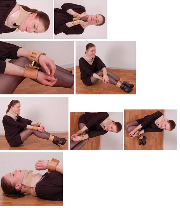 Samatha in Humane restraints and neck brace (plus video)