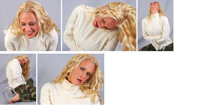 Sandra in a tight canvas straitjacket (plus video)