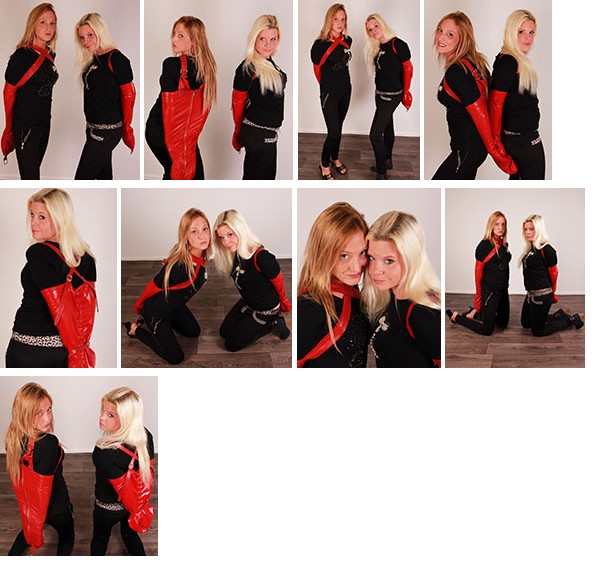 Sandy and Natasha – red armbinder duo (plus video)