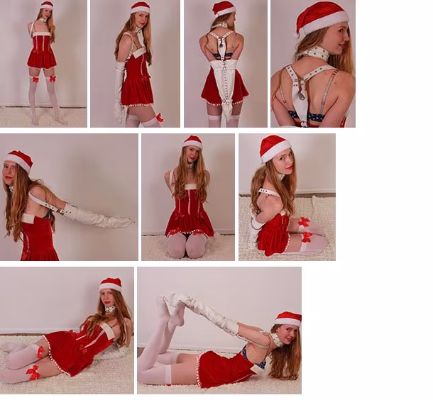 Santa girl in white leather armbinder (plus video)