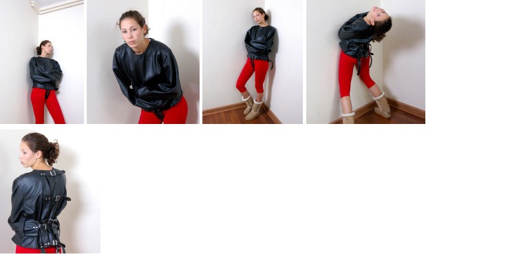 Sayang in leather straitjacket