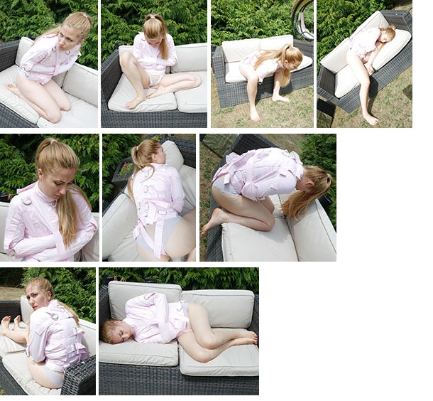 Stephanie – outside in a pink straitjacket (plus video)