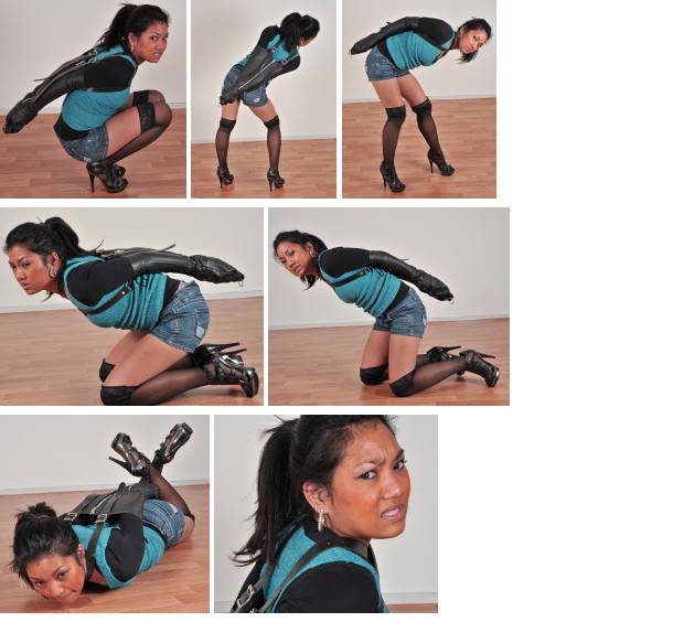 Tight new leather armbinder for Asian Angel (plus video)