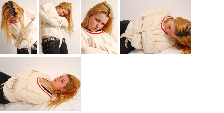 Valery struggling in a Posey straitjacket