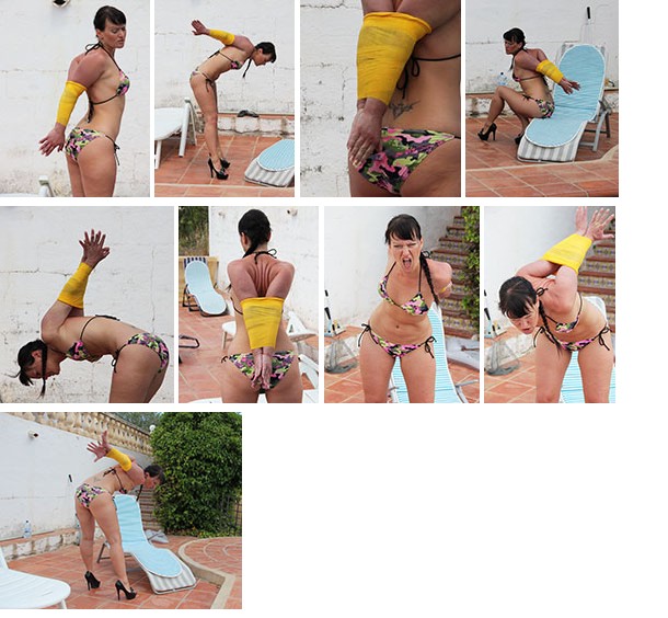 Yvette Costeau – tight elbow vetwrap by the pool (plus video)
