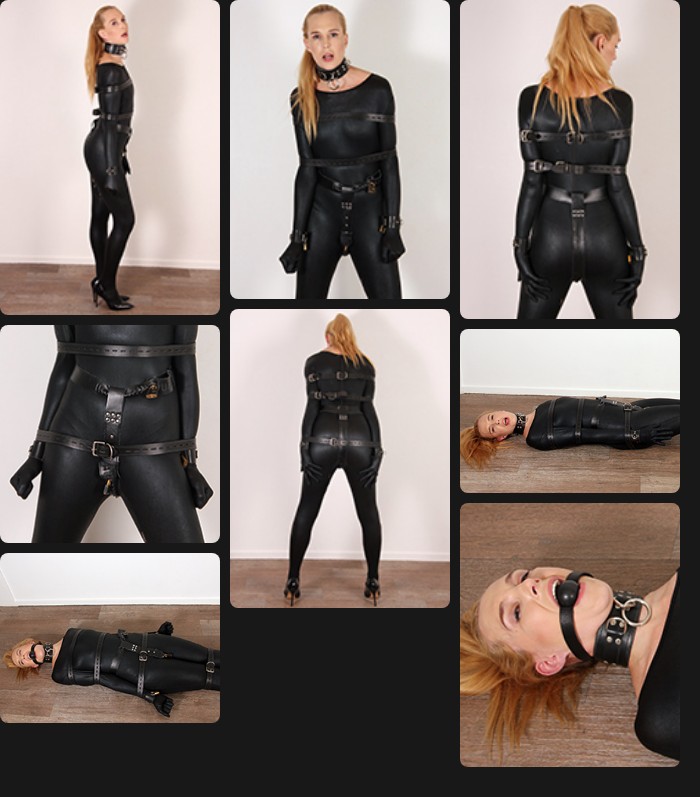 Ariel Anderssen strapped in a catsuit
