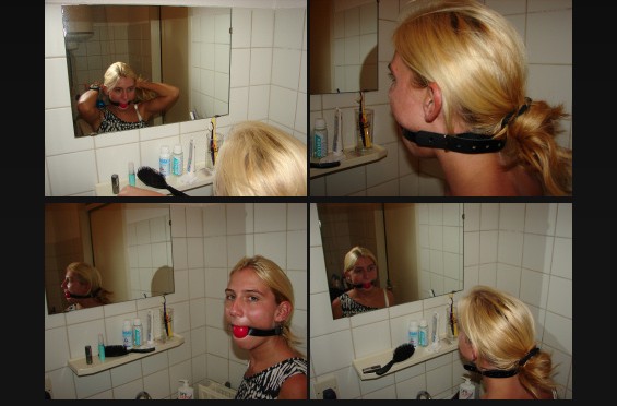 Ballgagged in the bathroom