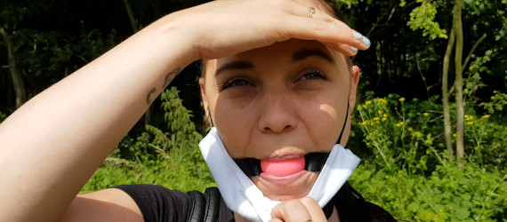 Gagged outdoors!