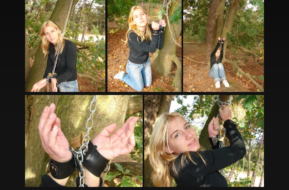 Chained to a tree in the forest
