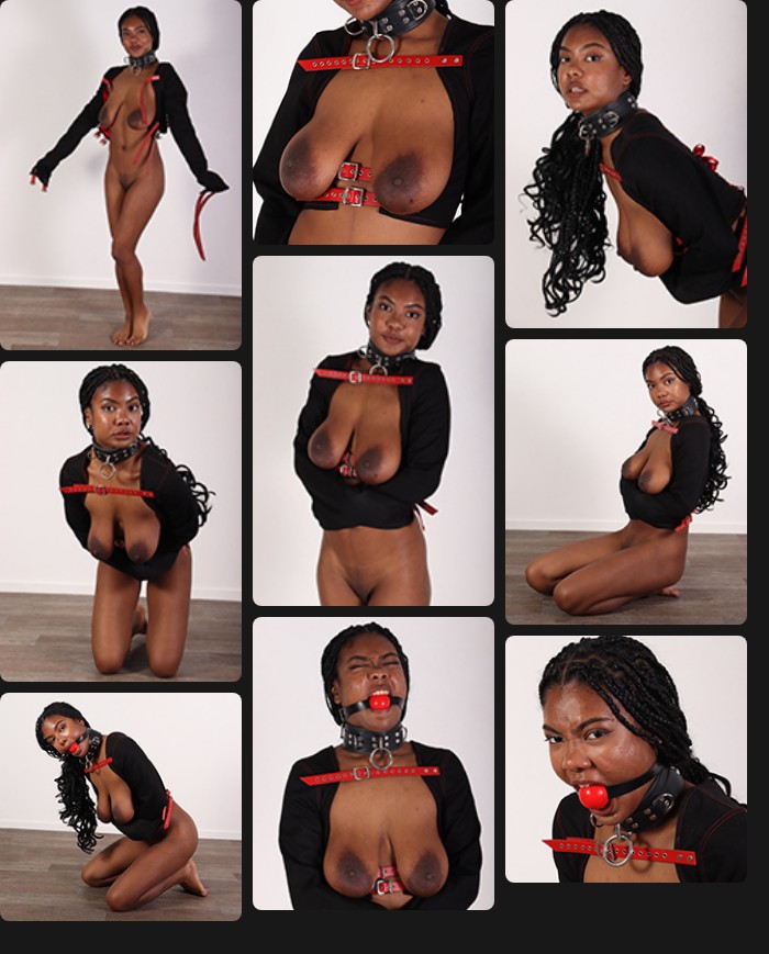 Cleo – first time in a straitjacket and ballgag