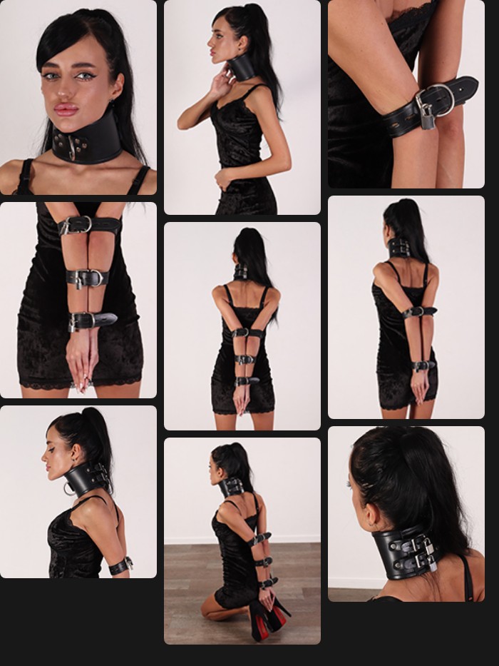Extreme elbow bondage in a posture collar