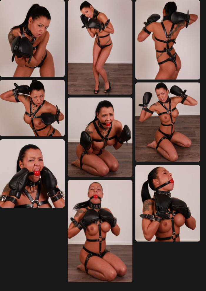 Mea in ballgag and mittens