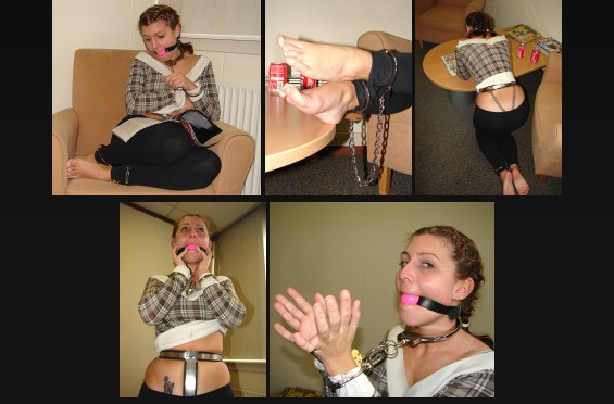 Reading in tight neck cuff and gagged