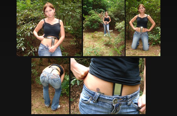 Showing my chastity belt outside