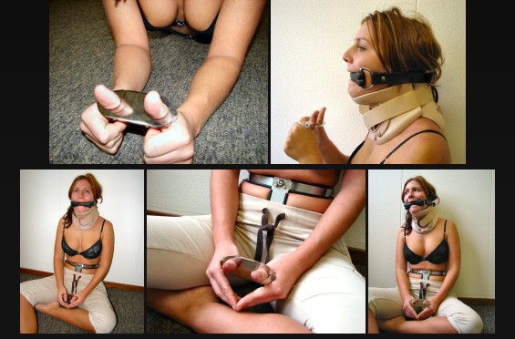 Thumbcuffs and neck brace