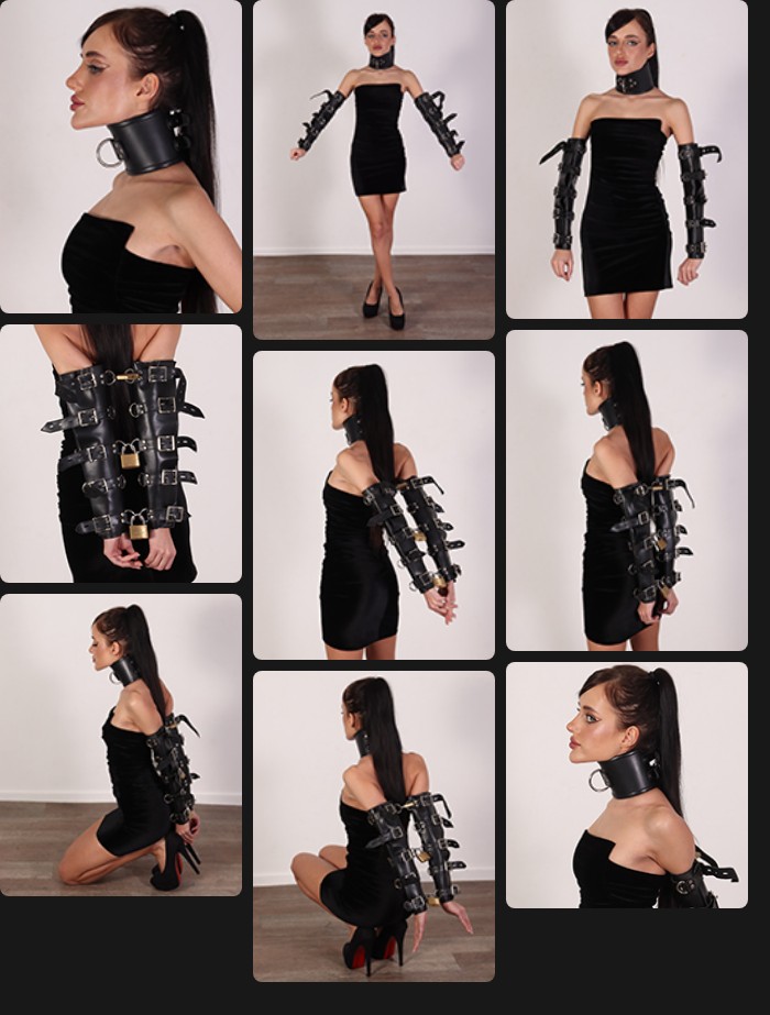 Yelena – posture collar and arm splints