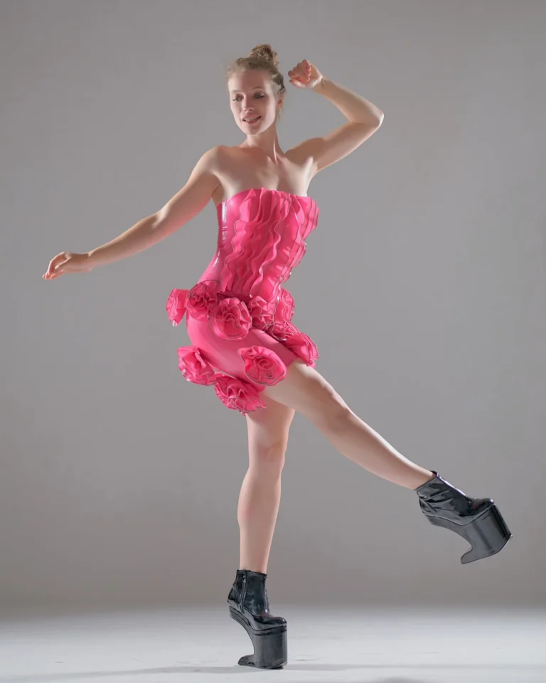 Pink Latex Fashion Rose Dress