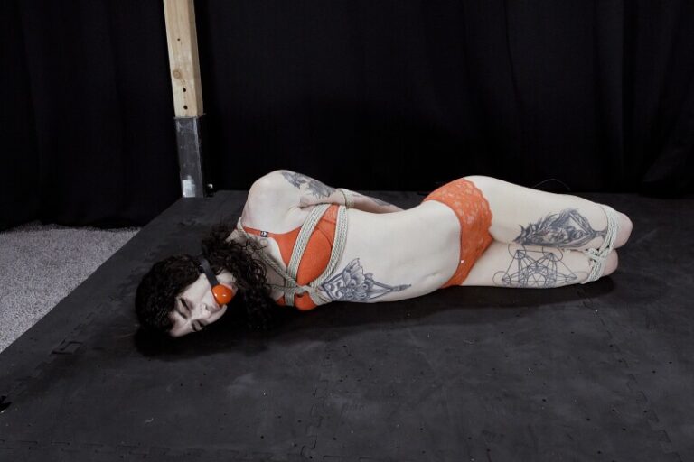 Lydia Black Rope Hogtie Struggle Keeps Her Writhing