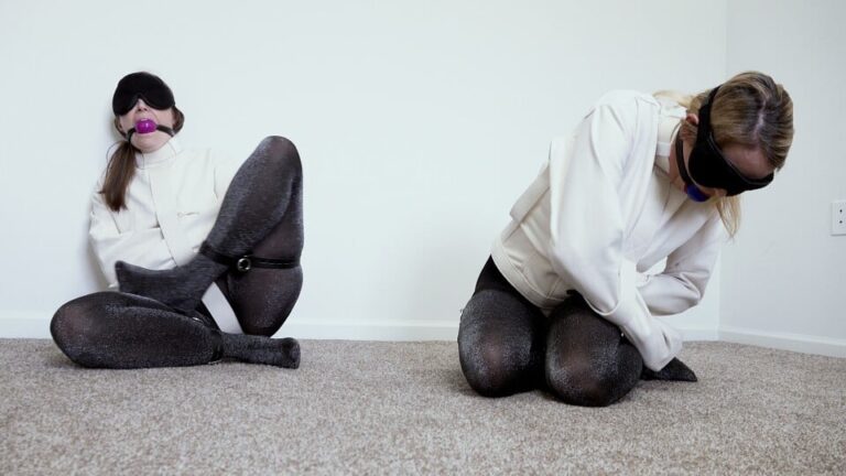 Blindfolded Ball-Gagged Straitjacketed Rachel Adams and Bella Ink Struggling