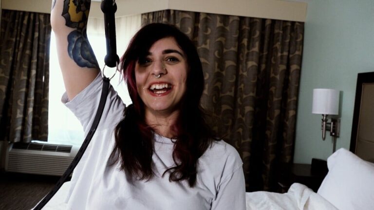 Rope-Tied Into a Ball, Gagged Mia Hope Strives to Escape
