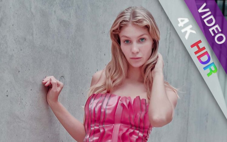 Leila Herring – pink latex rose dress