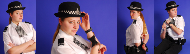 WPC Roxy stuck in her own handcuffs