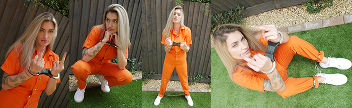 Prison girl speedcuffed in the yard