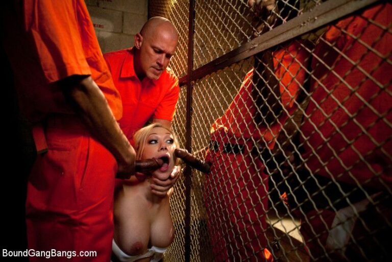 Sexy Blonde Prison Warden with Big Tits gets Gangbanged by Horny Inmates