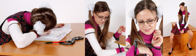 School girl Sheril gets handcuffed in her sleep